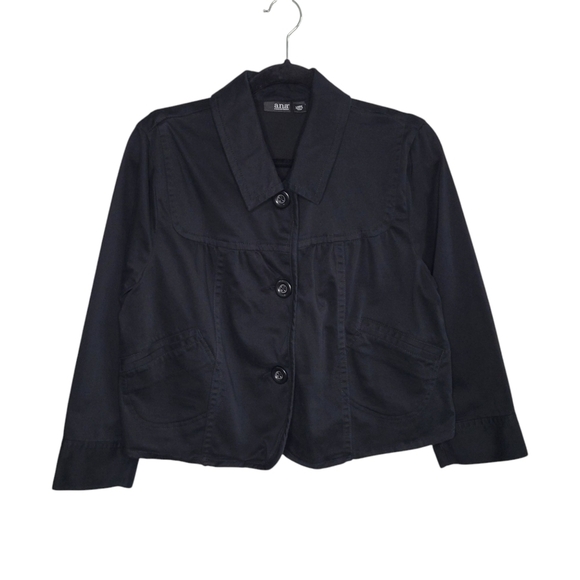 a.n.a Women's Black Cropped Boxy Fit Button-Up Lightweight Jacket Size L - Picture 1 of 8